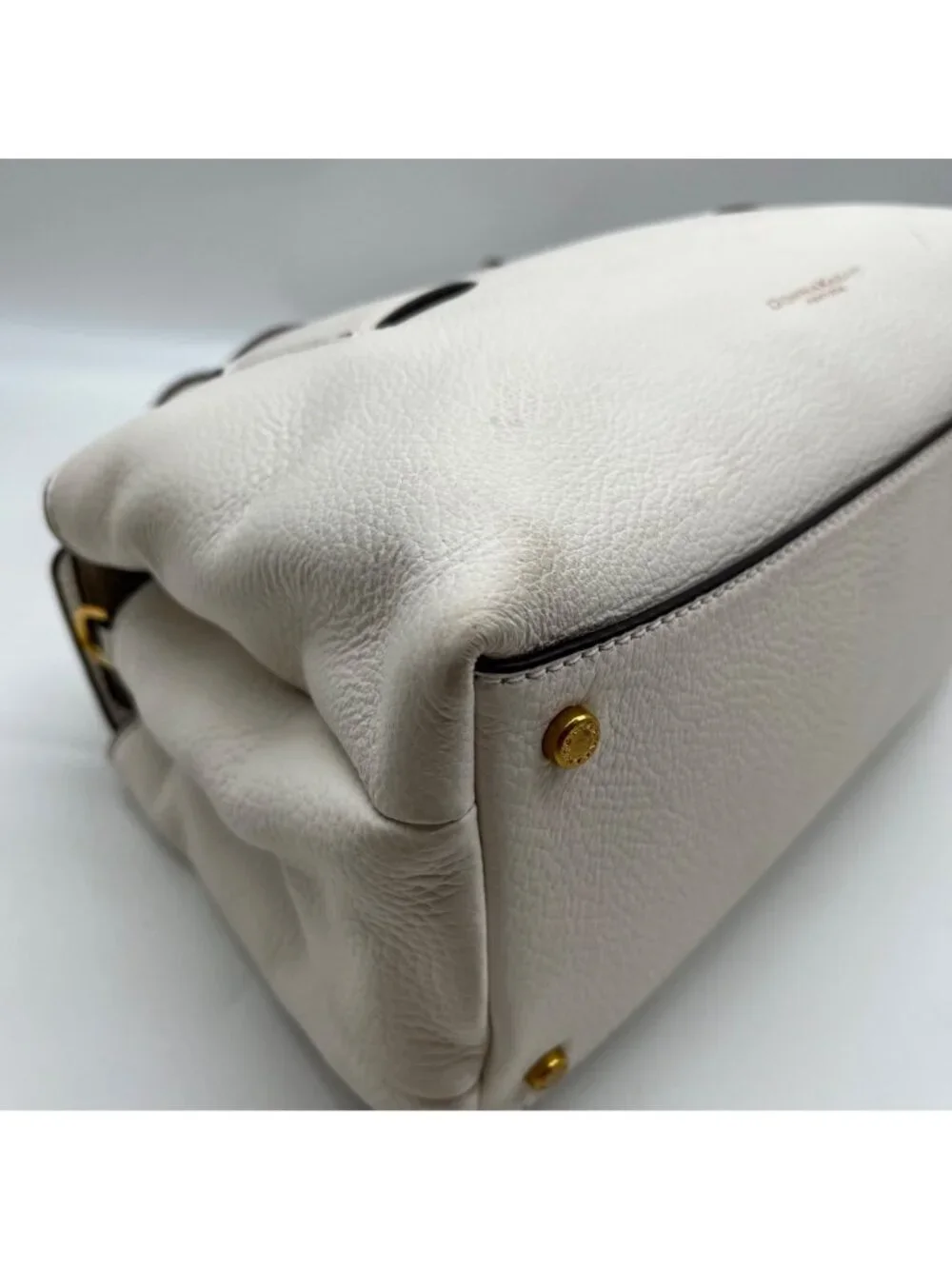 Donna Karan Brilliant White Pebbled Leather Amagansett Convertible Satchel Bag